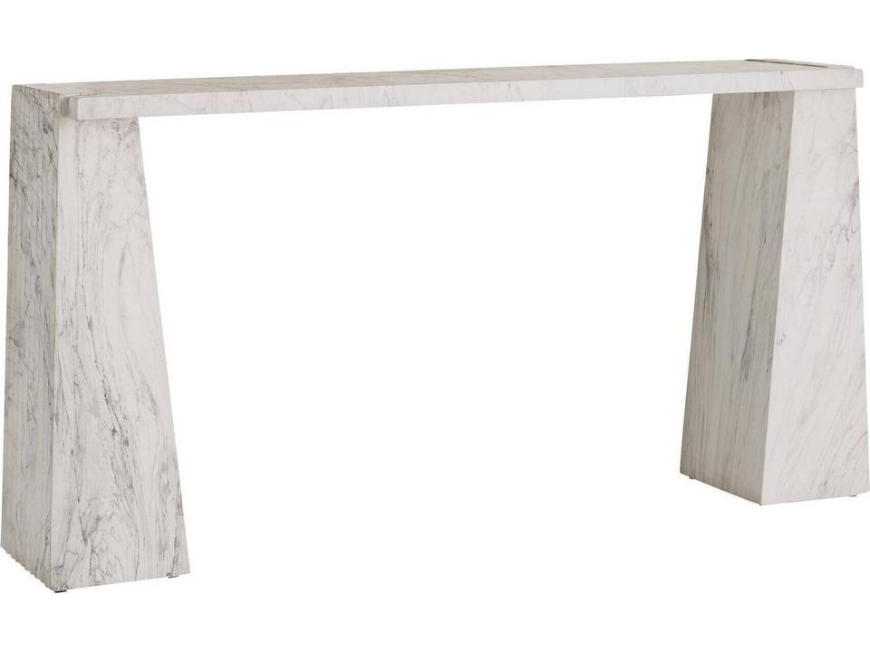 Rectangular Faux Marble White Console Table