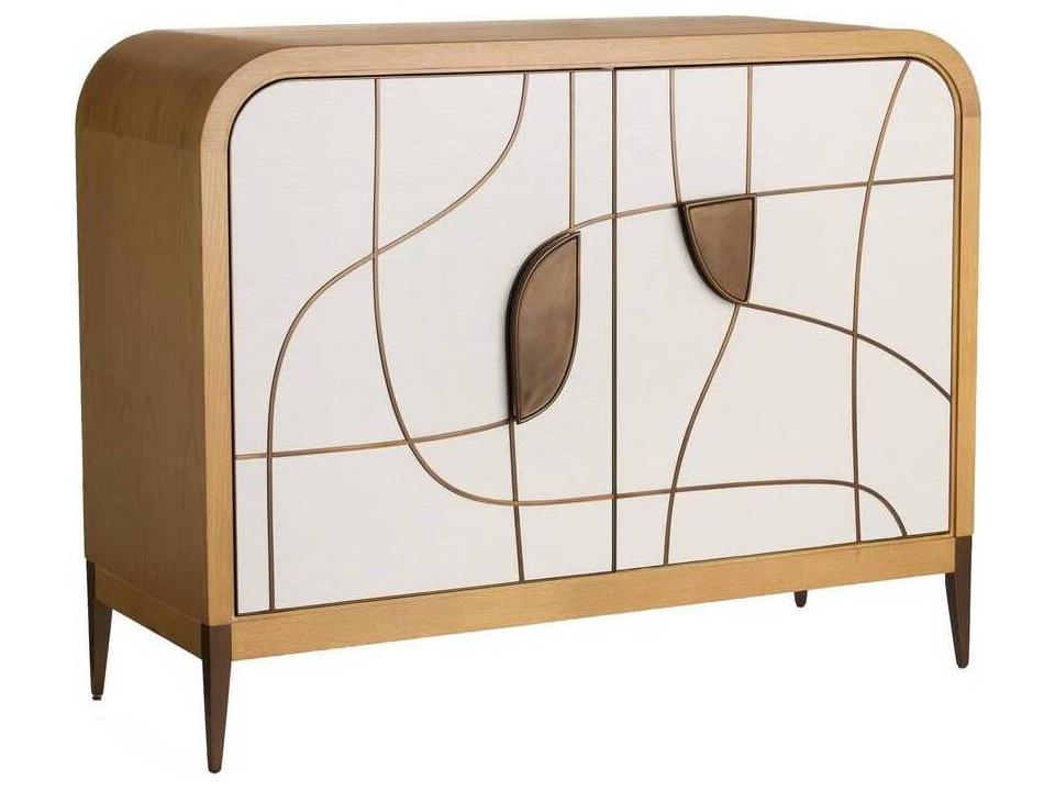 Hardin Cabinet Modern Oak Seagrass and Brass Buffet