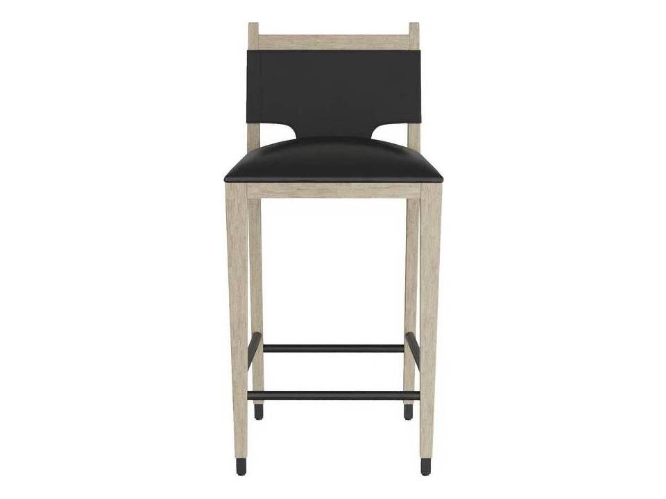 Burdock Ebony Leather Bar Stool with Beech Wood Frame