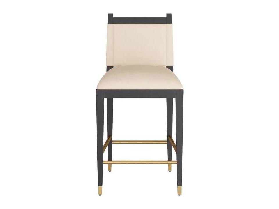 Burdock Leather Upholstered Counter Stool in Vanilla and Ebony