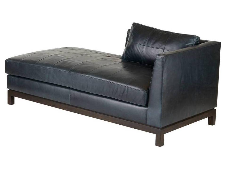 Edmond Ink Leather Chaise Mid-Century Modern