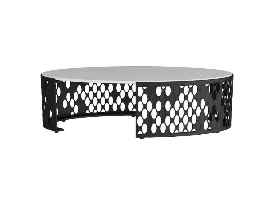 Oval Marble White Blackened Iron Onze Coffee Table