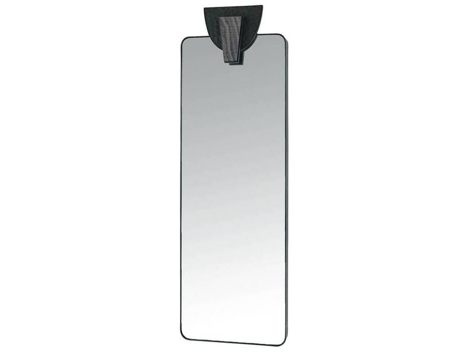 Copperhead Rectangular Floor Mirror in Blackened Iron with Marble and Wood Accent