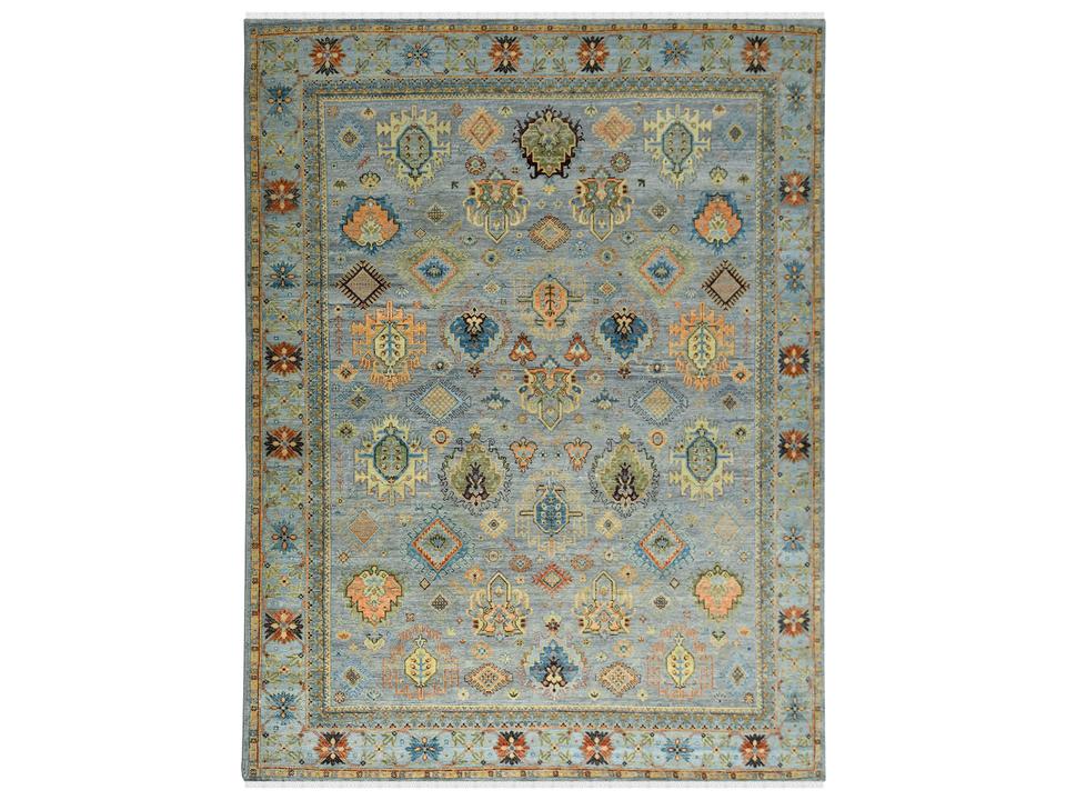 Milano Collection Hand-Knotted Wool Area Rug in Gray
