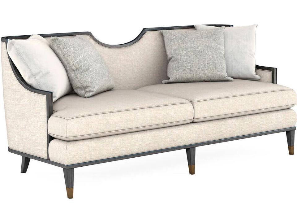 Harper 3-Seat Sofa in Onyx with Exposed Wood Frame