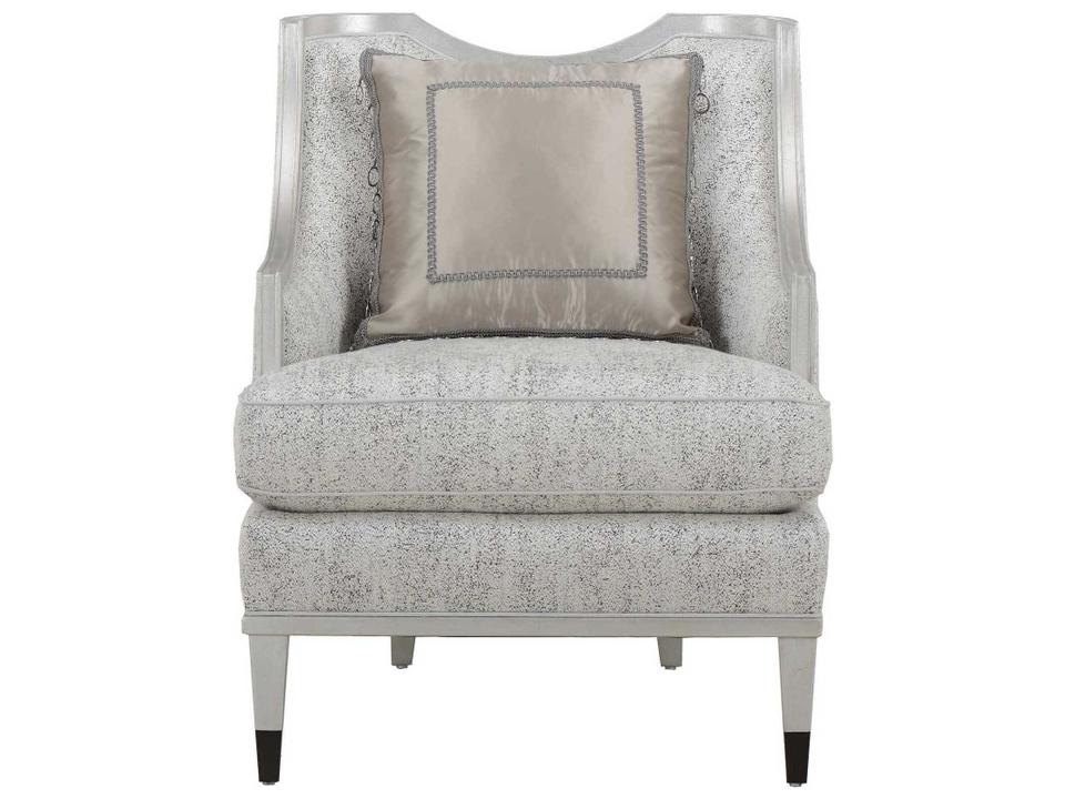 Harper Bezel Transitional Accent Chair in Silver Fabric
