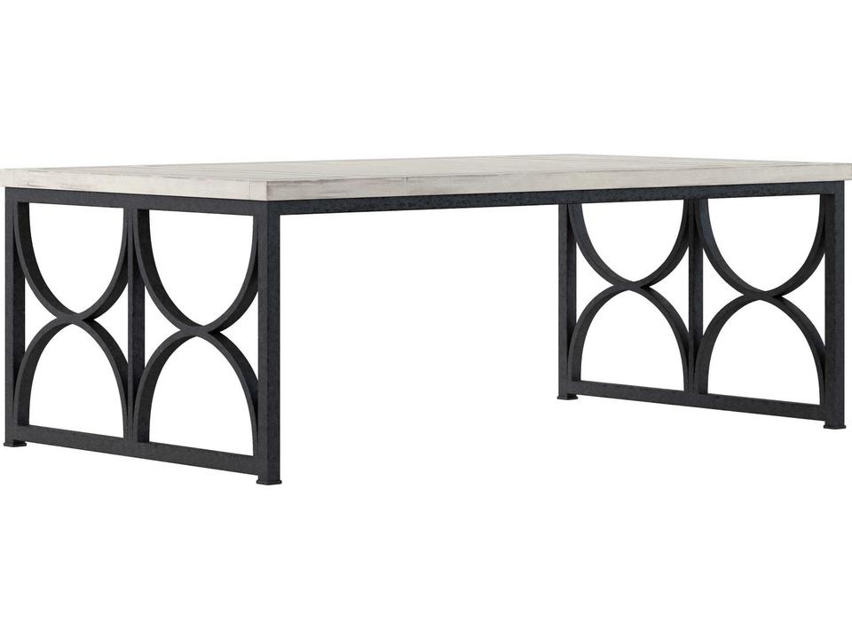 Alcove Rectangle Coffee Table in Belgian Ivory and Burnished Brass