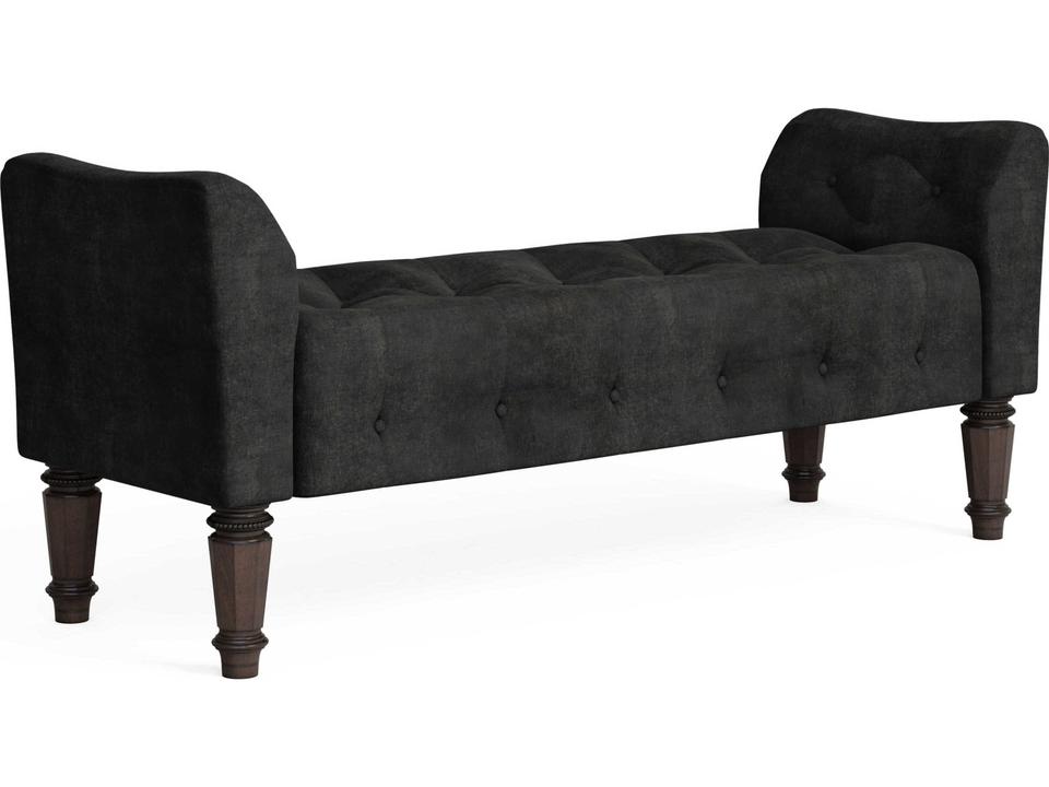Revival Tufted Bench in Napa Mahogany with Charcoal Velvet
