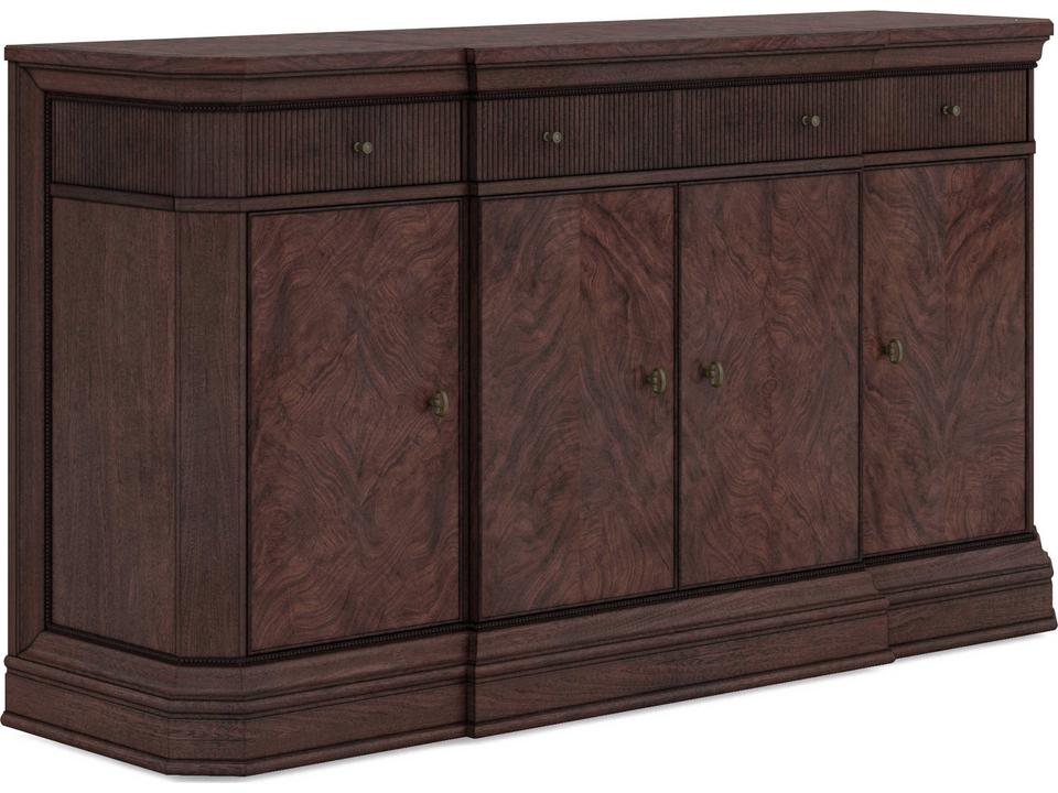 Revival Credenza Buffet with 4 Soft-Close Doors and 3 Drawers in Napa Mahogany