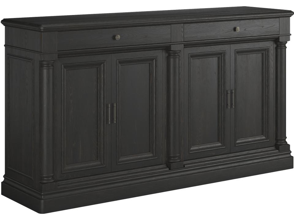 Atrium 80-Inch New Traditional Buffet in Hand Rubbed Black with Granite Top