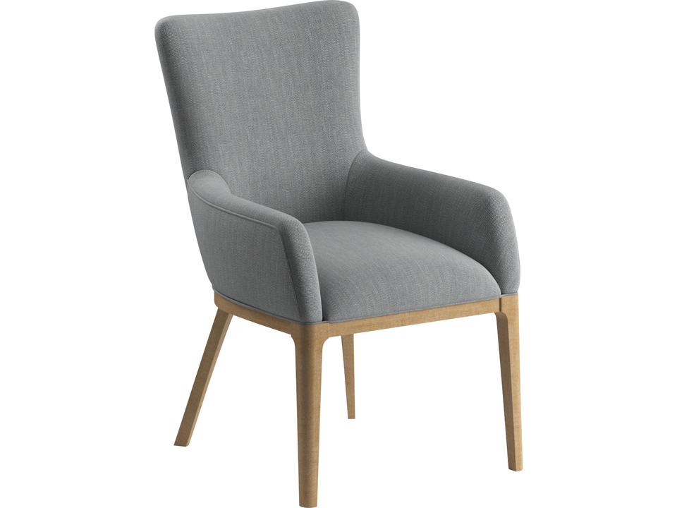 Loft Upholstered Dining Armchair in Natural Maple and Gray Fabric