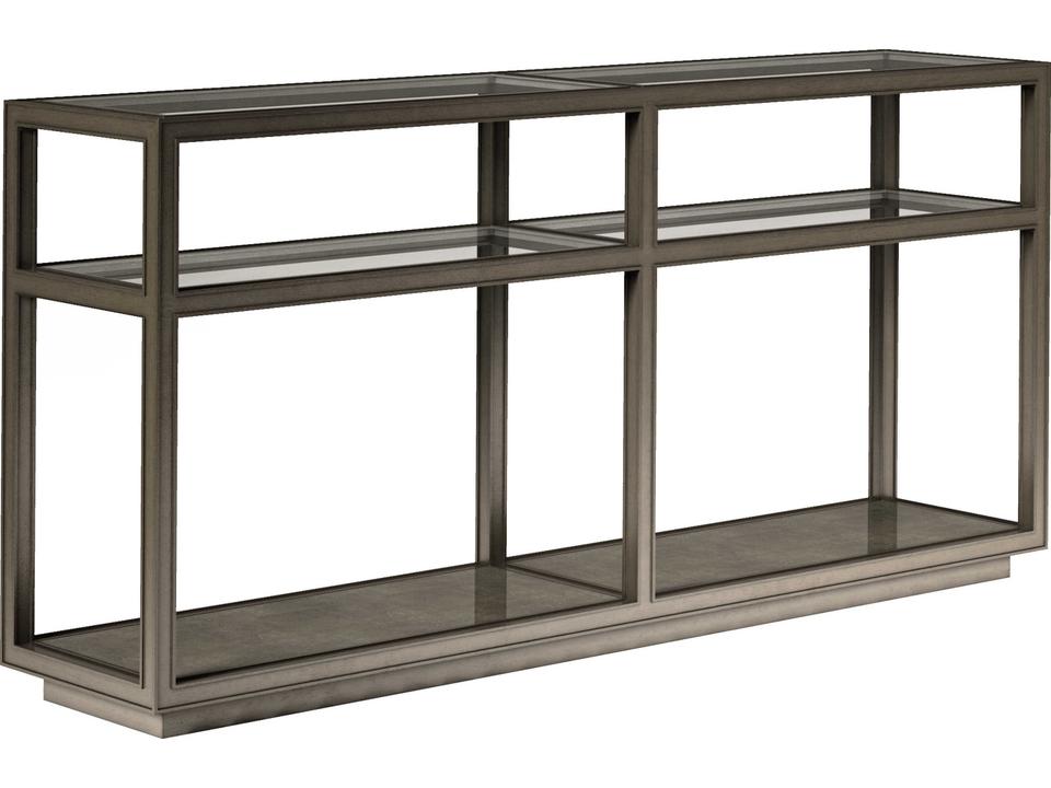 Cove Rectangular Console Table in Mica with Glass Top