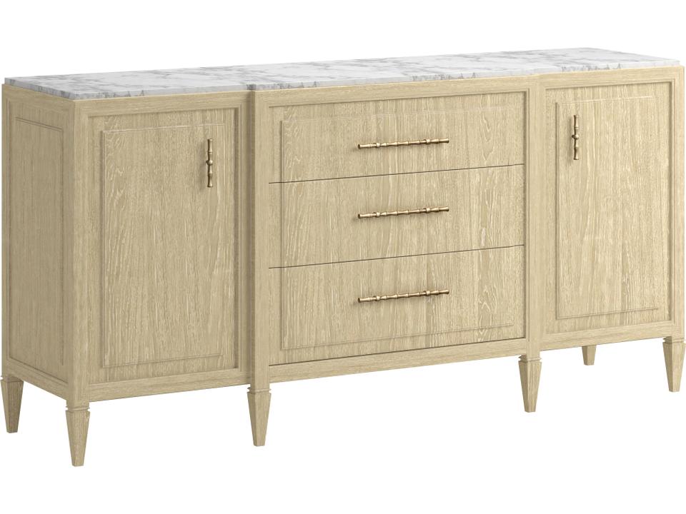 Eave Credenza with Stone Top in Sundrenched Oak