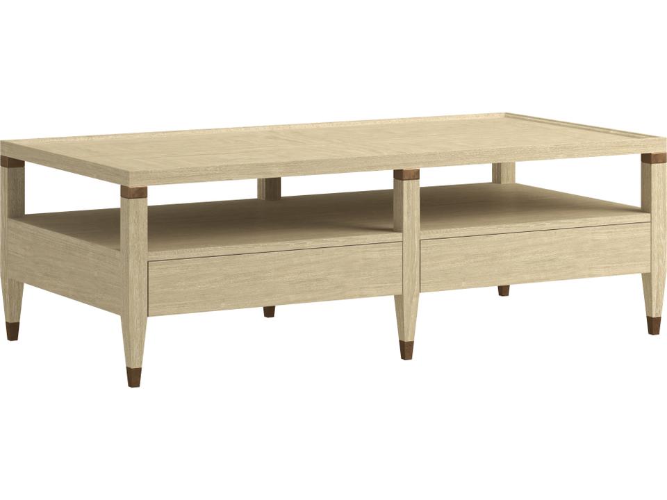 Eave Rectangular Cocktail Table with 2 Drawers in Sundrenched Oak