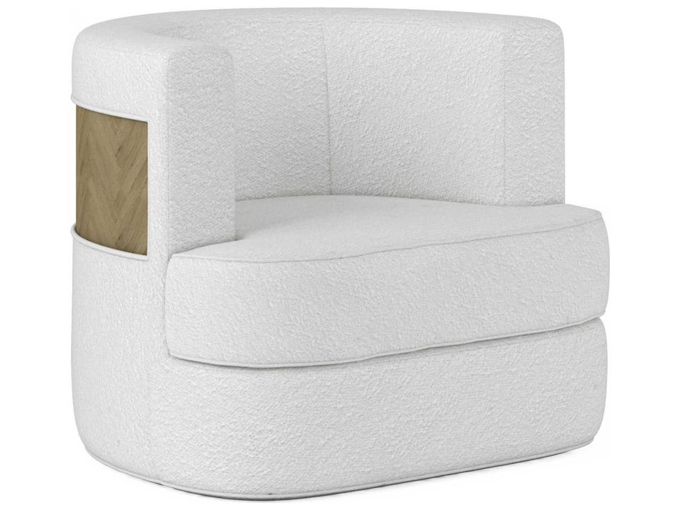 Cassat Swivel Accent Chair in Okla Snow with Washed Oak Back