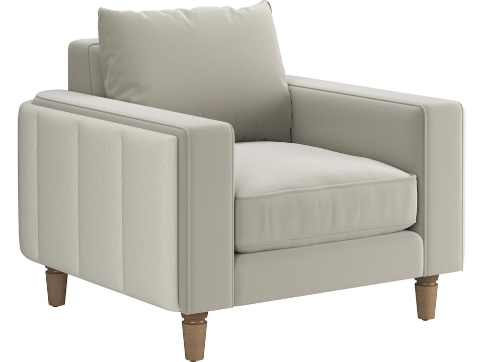Artisan Barret Modern Velvet and Faux Leather Accent Chair in Sand