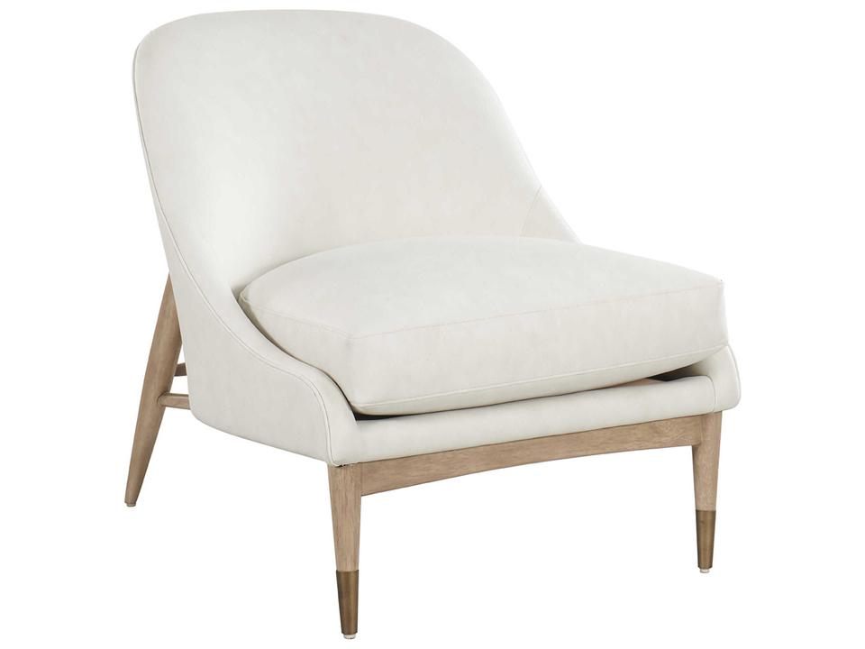 Harvey Upholstered Accent Chair in Parchment Polyester with Tawny Frame