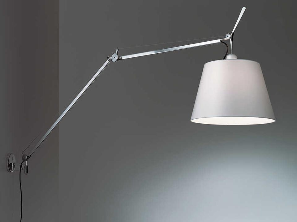 Tolomeo Mega Black Fabric Swing Arm Wall Sconce with Aluminum Structure by Michele De Lucchi and Giancarlo Fassina