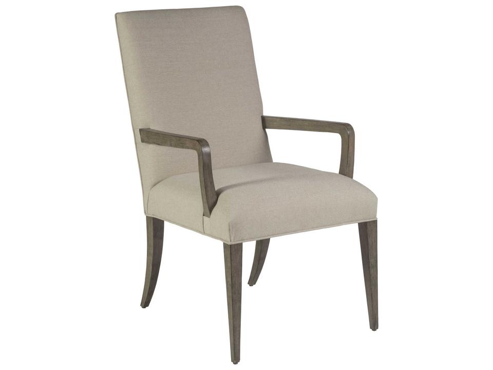 Home Madox Upholstered Dining Arm Chair in Warm Gray Fabric