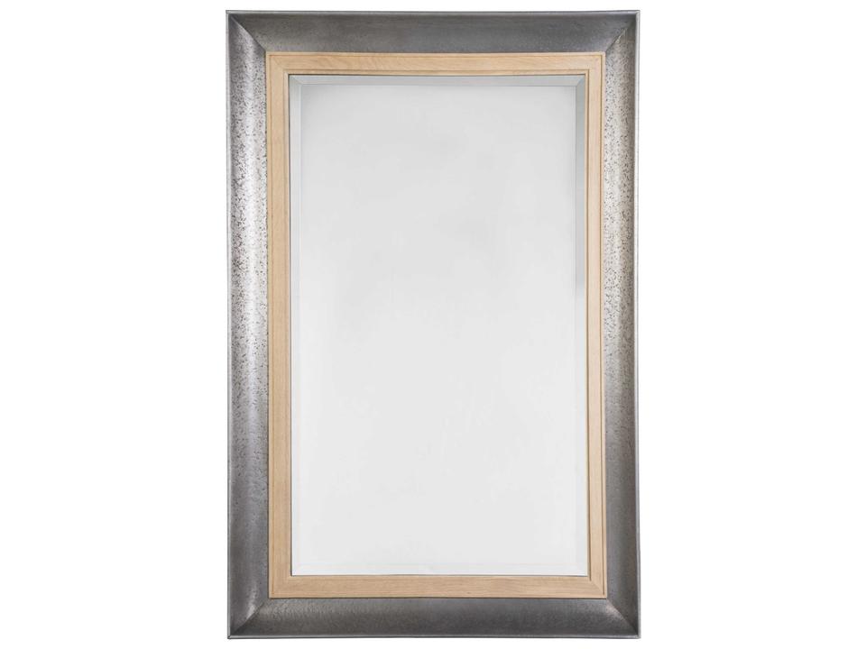 Home Verite Rectangle Mirror in Oak Veneer and Distressed Aluminum