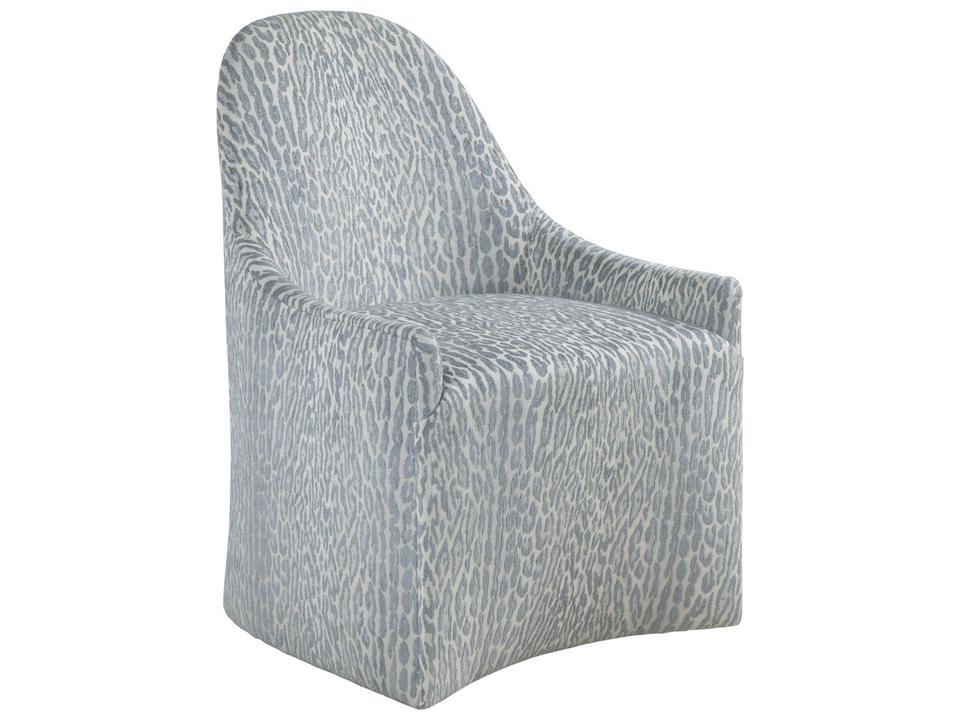 Lily Upholstered Dining Side Chair with Casters in Misty Gray
