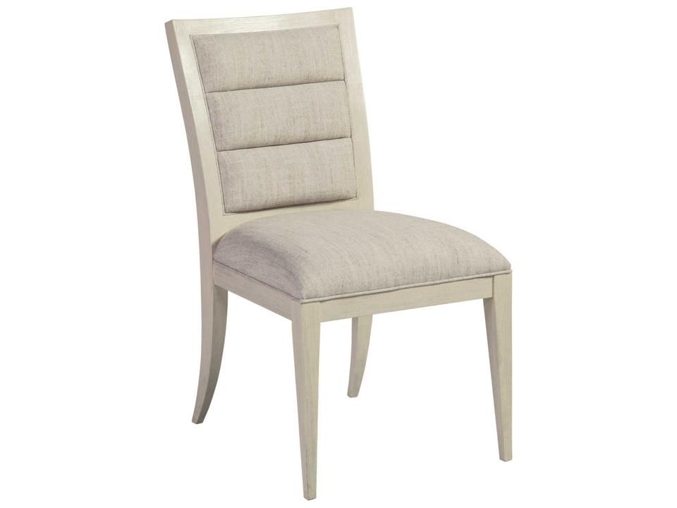 Stella Upholstered Dining Side Chair in White Gray Wood and Gray Fabric