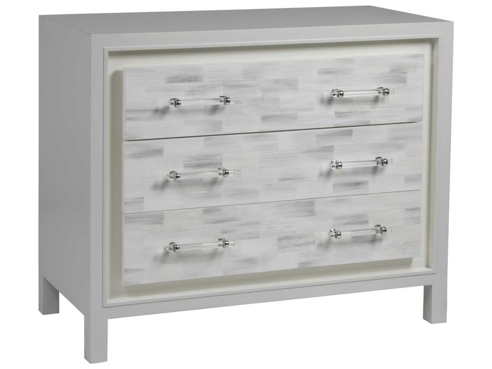 Elation Faux Horn Accent Chest with Three Drawers in White