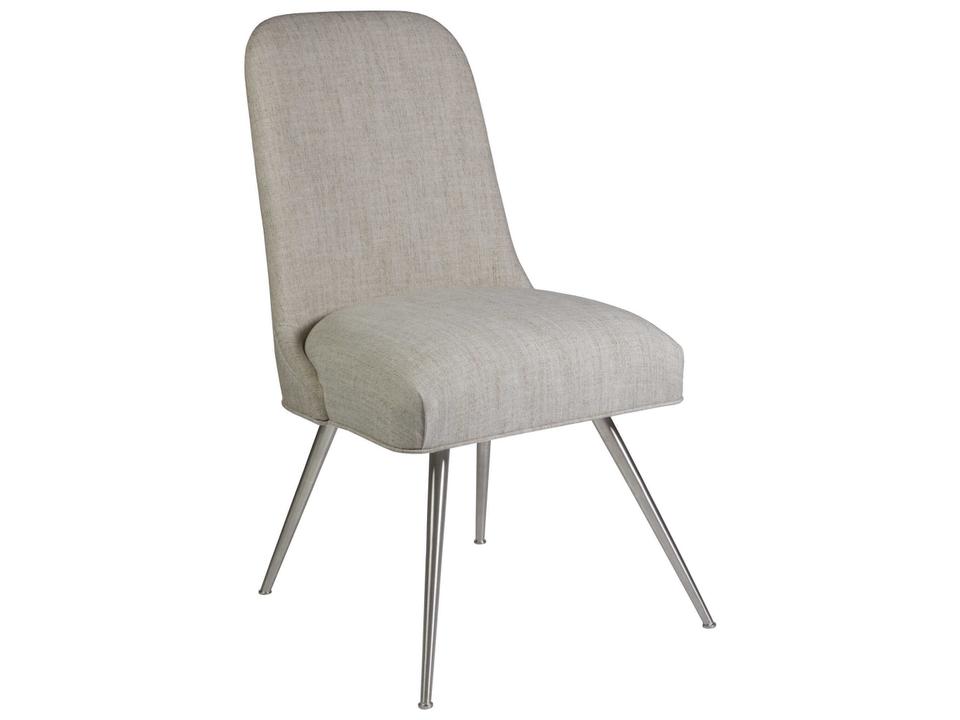 Home Dinah Upholstered Dining Side Chair with Misty Gray Fabric and Stainless Steel Legs