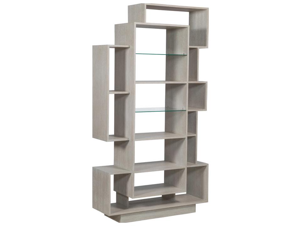 Home Prospero Bookcase in Misty White Gray with Tempered Glass