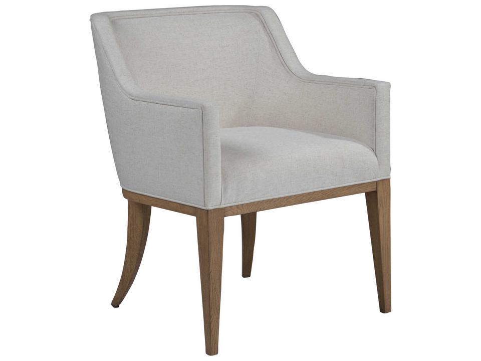 Home Simpatico Upholstered Dining Arm Chair in Natural Canvas and White Oak