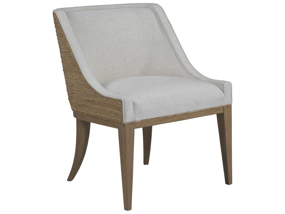 Home Simpatico Woven Upholstered Dining Side Chair in Canvas Fabric and White Oak