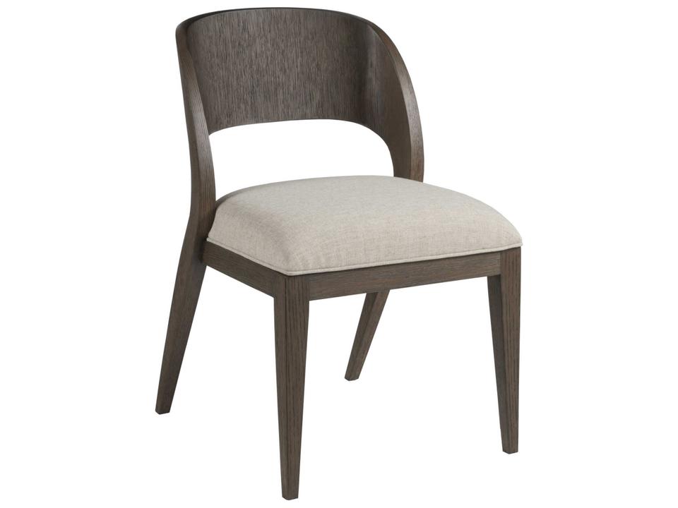 Home Andare Dining Side Chair in Brown Oak and Wheat Performance Fabric