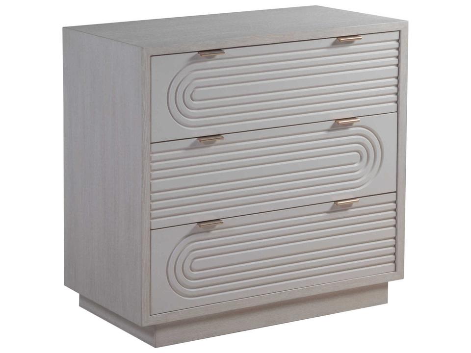 Home Solimar 3-Drawer Hall Chest in Matte Ivory with Champagne Brass Pulls
