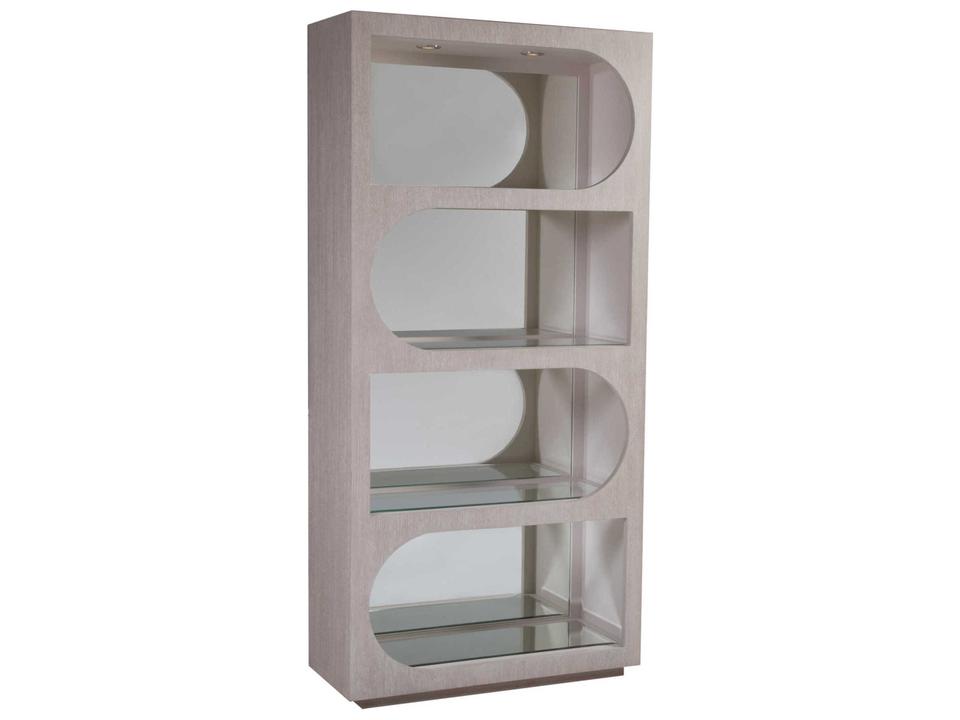 Solimar Cerused White Oak Bookcase with LED Lighting