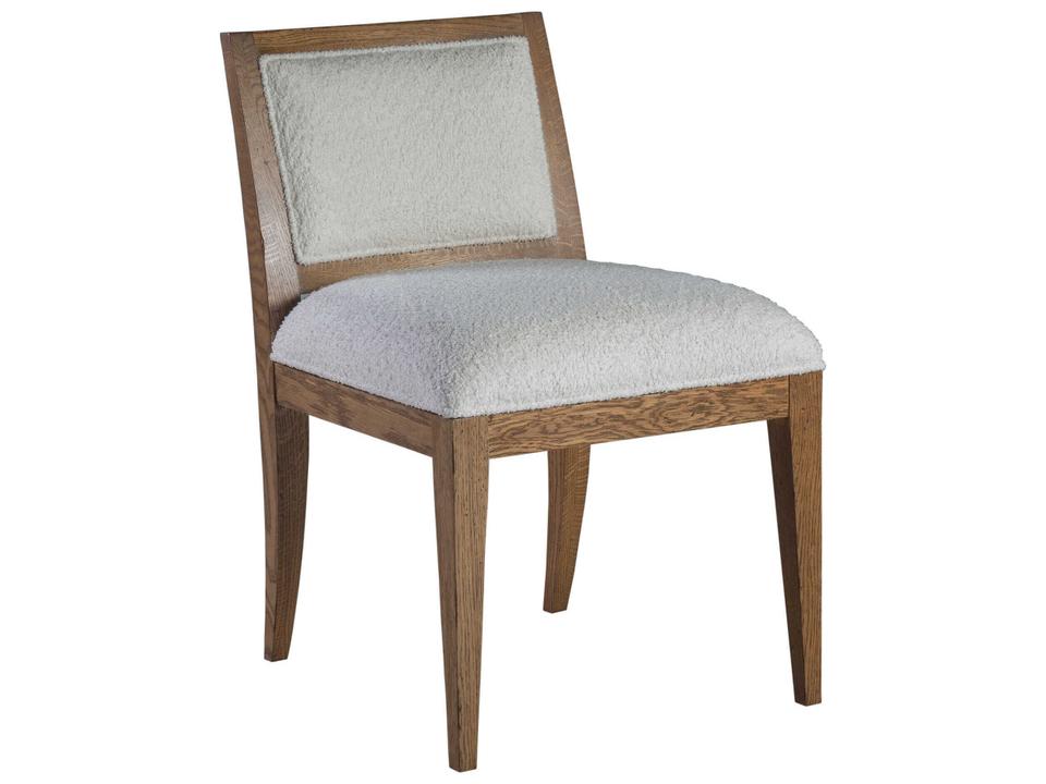 Home Barnaby Upholstered Dining Side Chair in White Performance Fabric and White Oak