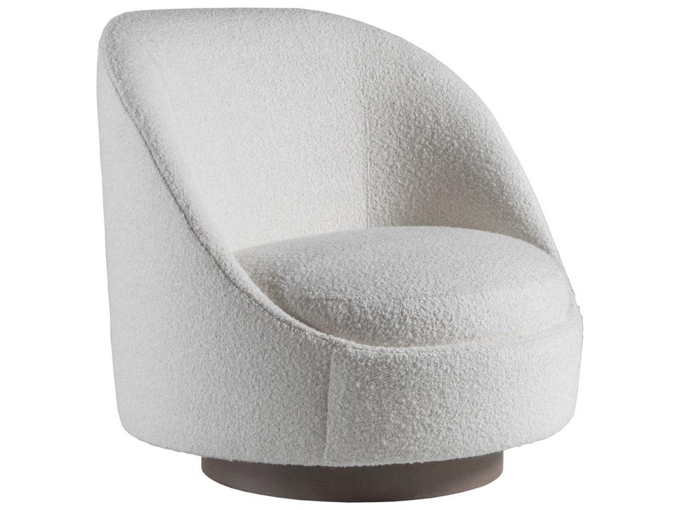 Home Genevieve Swivel Accent Chair with Wood Base in Arlington Finish