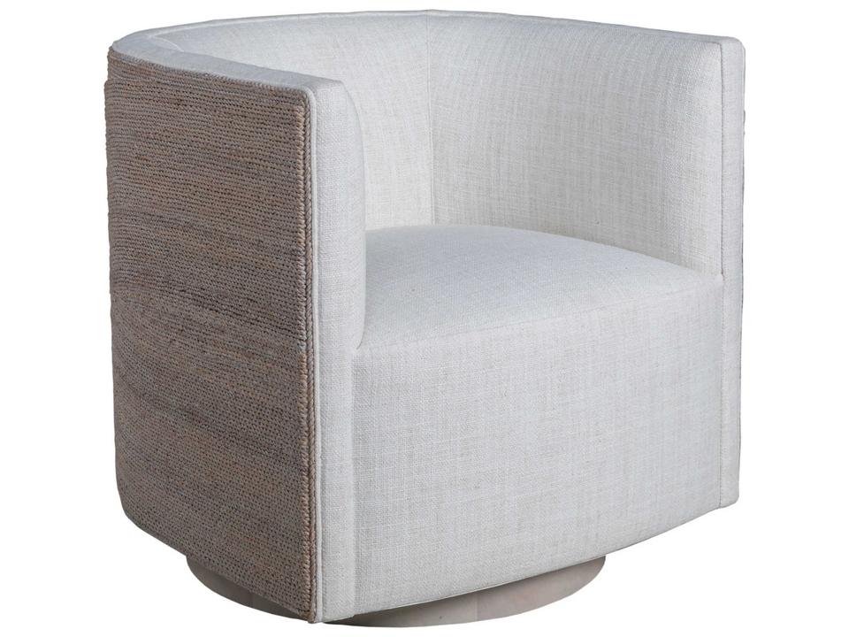 Ingrid Woven Swivel Accent Chair in Whitewash Lampacanay