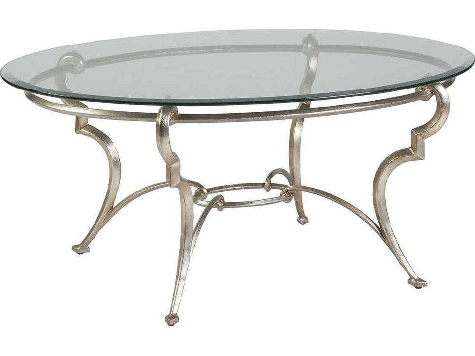 Colette Oval Coffee Table Tempered Glass Champagne Foil