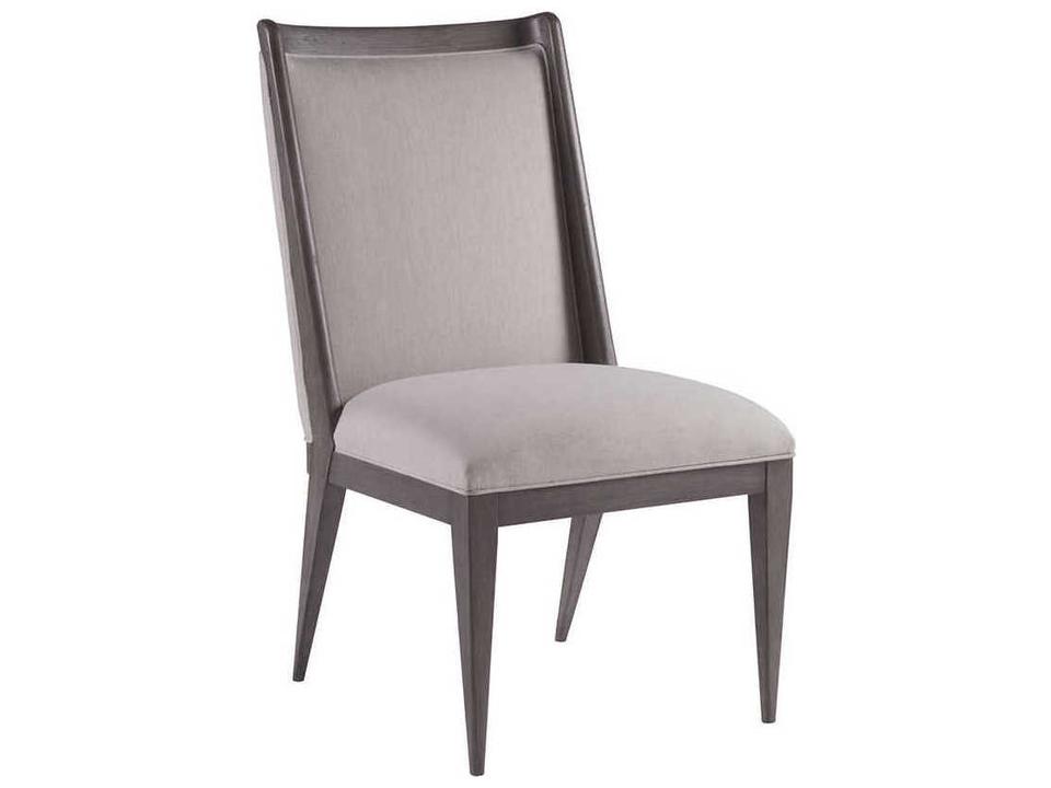 Home Haiku Upholstered Dining Side Chair in Grigio Mahogany with Natural Greige Fabric