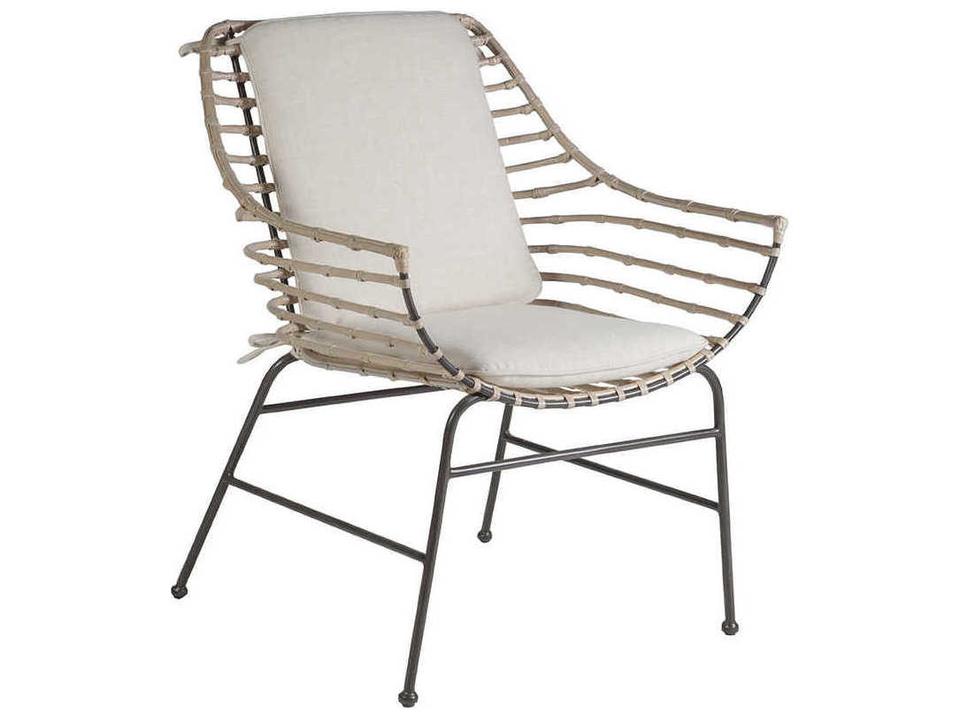 Home Raconteur Upholstered Dining Armchair in Wash Rattan and Vanilla Fabric