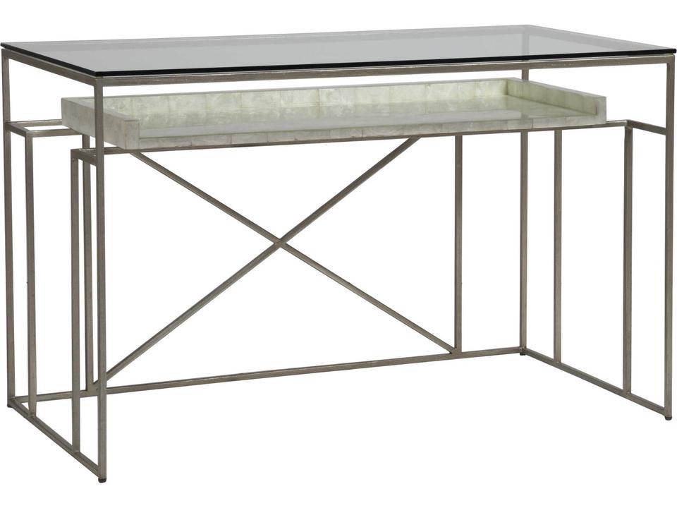 Home Cumulus Writing Desk in Champagne Capiz and Glass