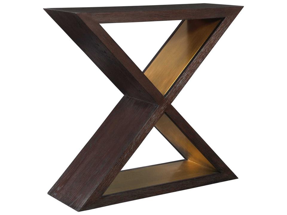 Home Verbatim X Console Table Rich Brown Wirebrushed