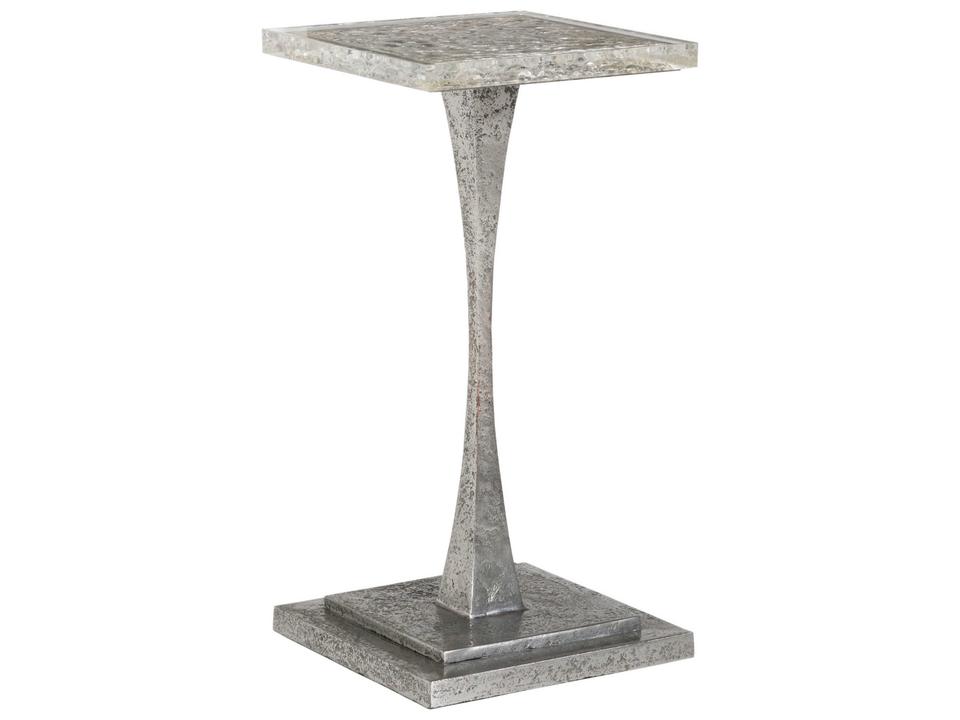 Home Montreaux Square Spot End Table in Nickel and Silver Leaf
