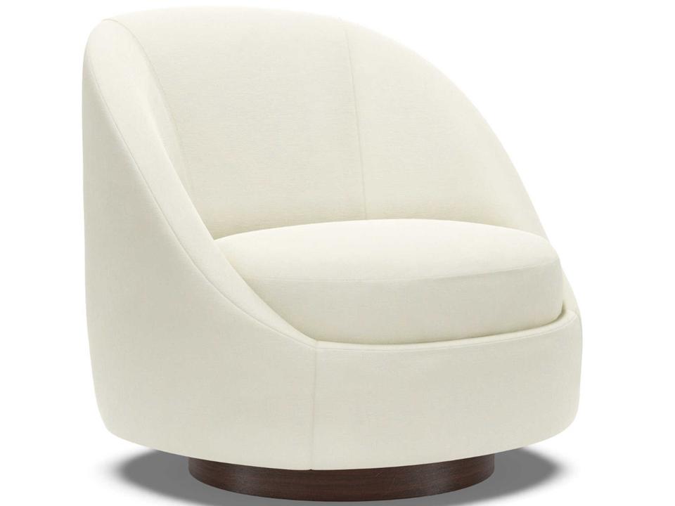 Home Genevieve Upholstered Swivel Accent Chair in Arlington Finish
