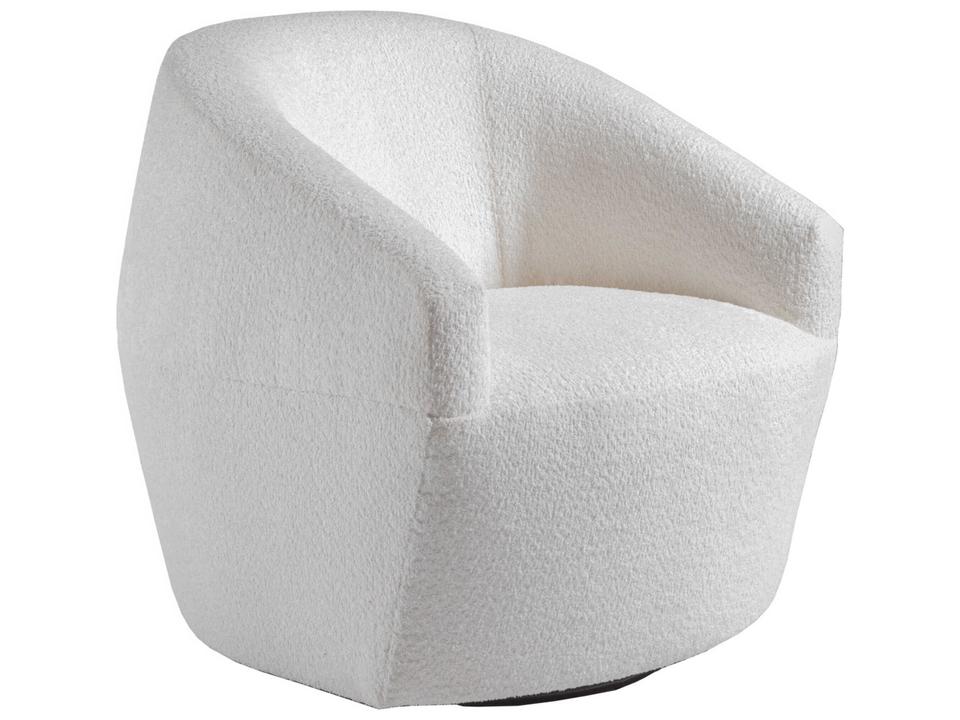 Natalie Modern Upholstered Swivel Accent Chair in White Boucle