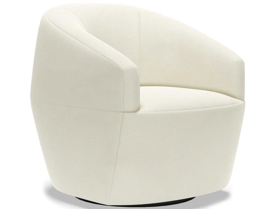 Home Natalie Swivel Upholstered Accent Chair White Fabric