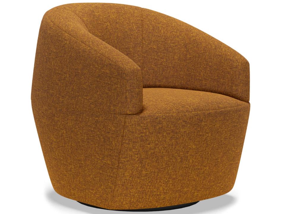 Home Natalie Swivel Upholstered Accent Chair in Brown Fabric