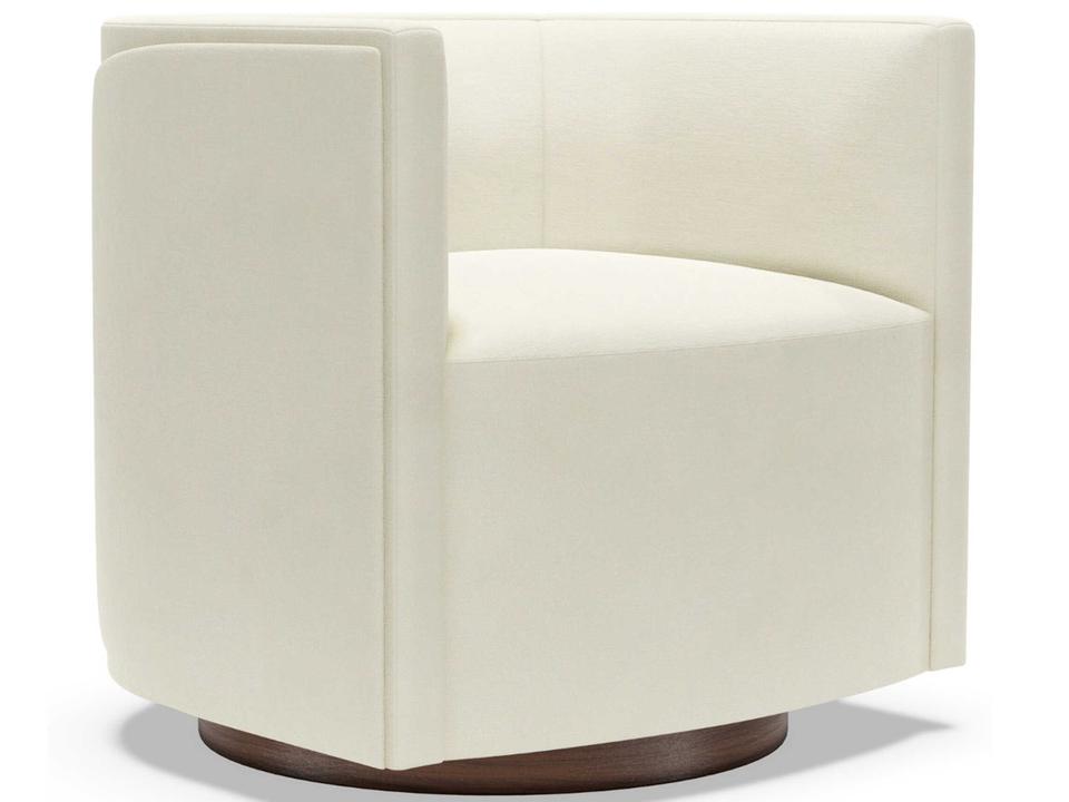 Ingrid Upholstered Swivel Accent Chair in Arlington Finish