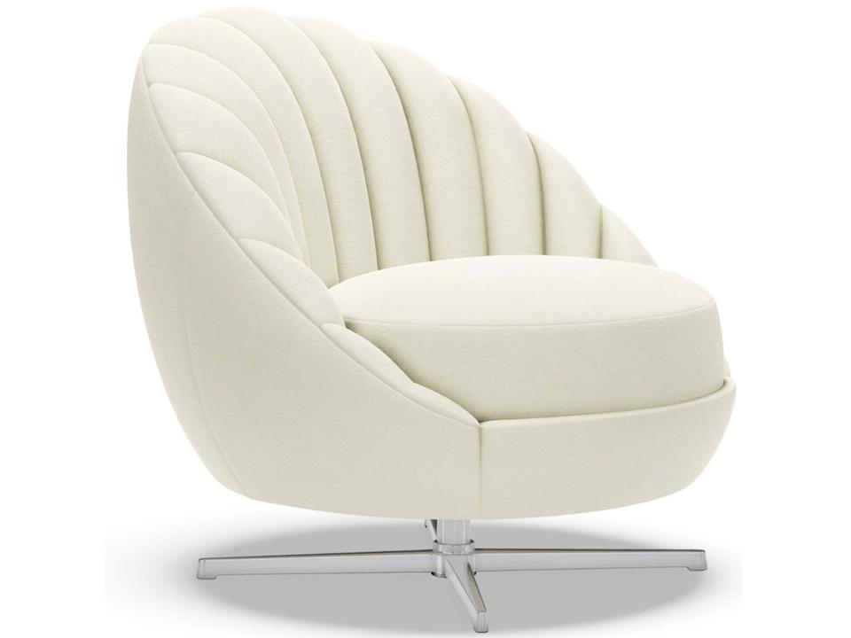 Lucille Mid-Century Modern Upholstered Swivel Chair Polished Chrome Base