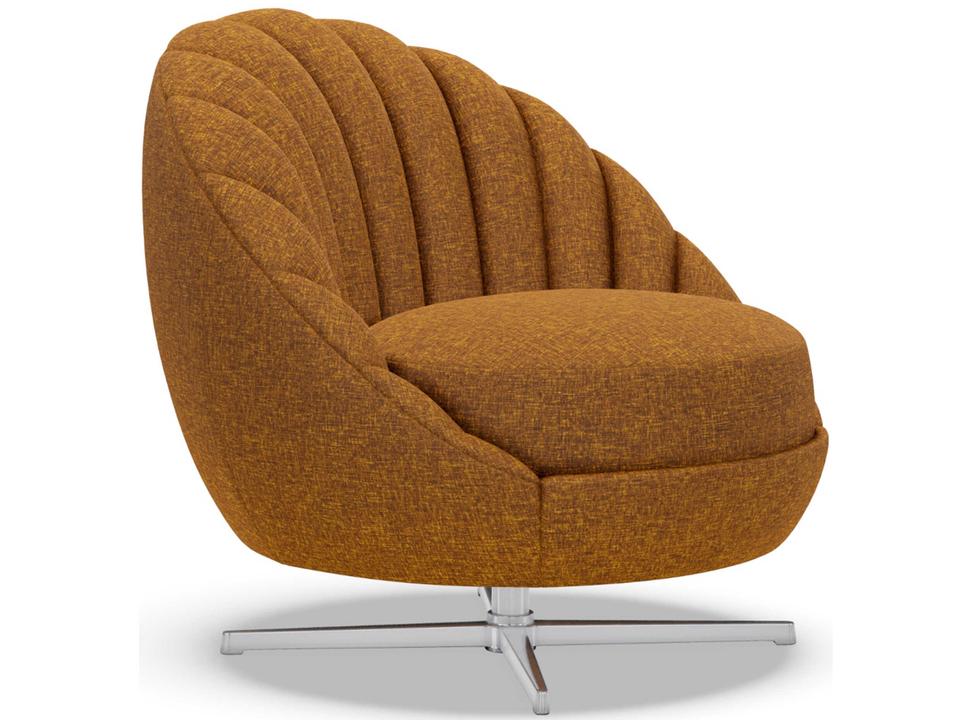 Home Lucille Upholstered Swivel Chair with Polished Chrome Base